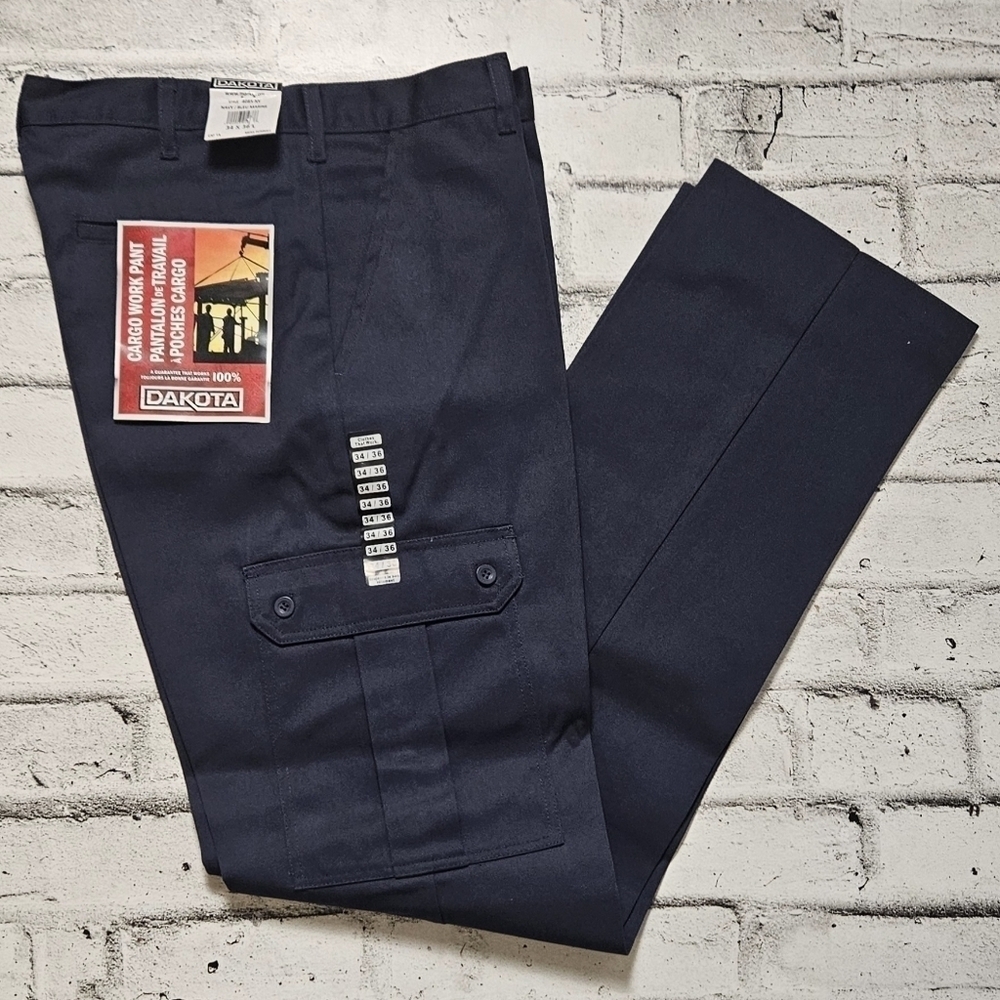 Dakota Men's Cargo Work Pants 34x36 Navy Blue NWT Utility Workwear